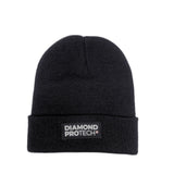 Black beanie with Diamond Protech logo on a white background